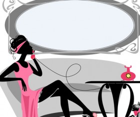 Stylish glamour Girls design elements vector 05