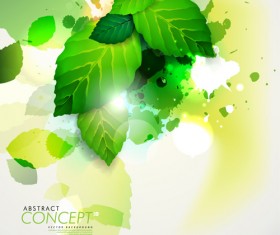 Green leaves design elements cards vector 04