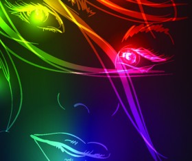 Set of Ornate neon light fashion model vector 03