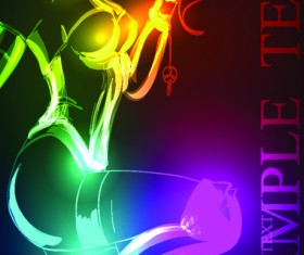 Set of Ornate neon light fashion model vector 04
