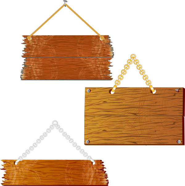 Set of Wooden tags elements vector 02