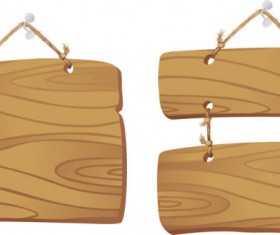 Set of Wooden tags elements vector 03