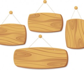 Set of Wooden tags elements vector 04