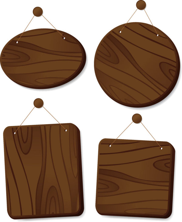 Set of Wooden tags elements vector 05