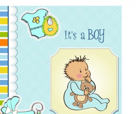 Girls and boys baby vector cards 01