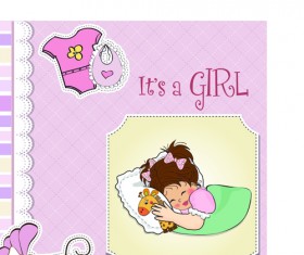 Girls and boys baby vector cards 02