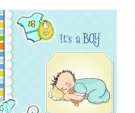 Girls and boys baby vector cards 03