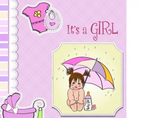 Girls and boys baby vector cards 04