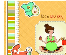 Girls and boys baby vector cards 05