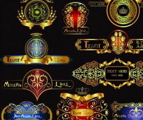 Set of Royal gold banner and luxury label vector 01