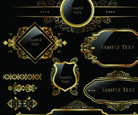 Set of Royal gold banner and luxury label vector 03