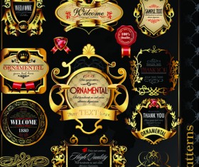 Set of Royal gold banner and luxury label vector 04