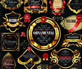 Set of Royal gold banner and luxury label vector 05