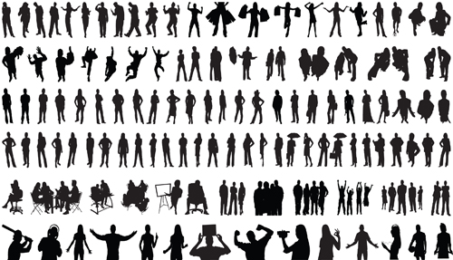 Set of people Silhouettes vector
