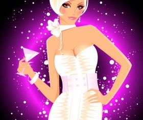 Stylish Glamour Girls design elements vector 02