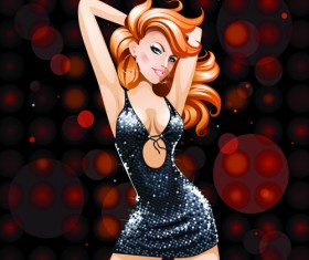 Stylish Glamour Girls design elements vector 03