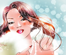 Stylish Glamour Girls design elements vector 04