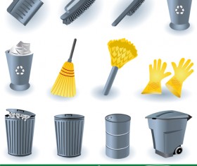 Colorful trash can vector 01