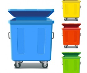 Colorful trash can vector 02
