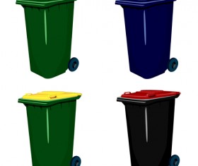 Colorful trash can vector 04