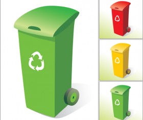 Colorful trash can vector 05
