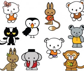 Various Cartoon Animals Vector set