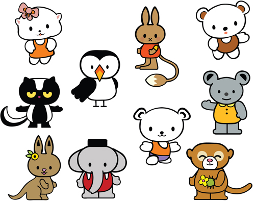 Various Cartoon Animals Vector set free download