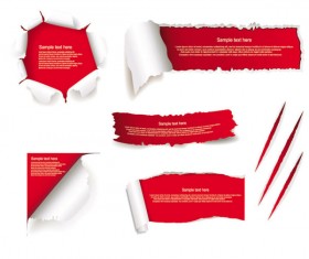 Ripped Paper elements vector background 02