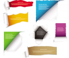 Ripped Paper elements vector background 03