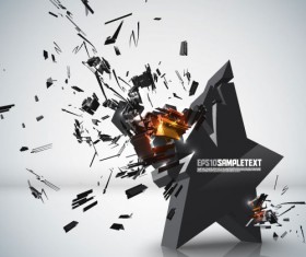 Set of Explosion 3D Graphics background vector 01