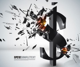 Set of Explosion 3D Graphics background vector 02