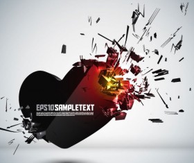 Set of Explosion 3D Graphics background vector 03