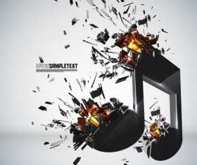 Set of Explosion 3D Graphics background vector 04