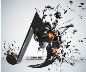 Set of Explosion 3D Graphics background vector 05