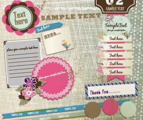 Set of cute Pink Label Stickers vector 01