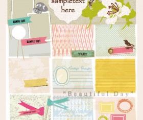 Set of cute Pink Label Stickers vector 02