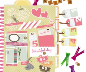 Set of cute Pink Label Stickers vector 03