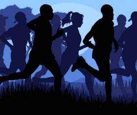 Set of running Silhouettes vector 01