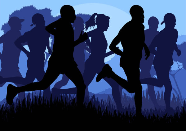Set of running Silhouettes vector 01