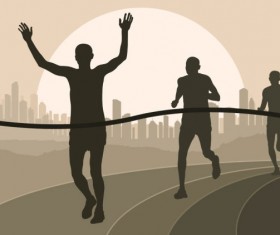 Set of running Silhouettes vector 03