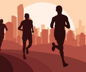 Set of running Silhouettes vector 04