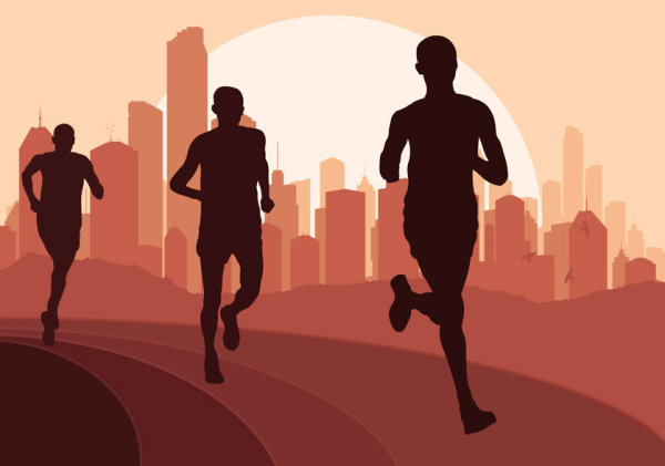 Set of running Silhouettes vector 04