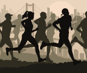 Set of running Silhouettes vector 05