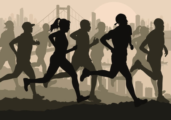 Set of running Silhouettes vector 05
