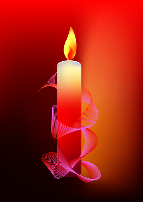 Romantic candle elements vector 03