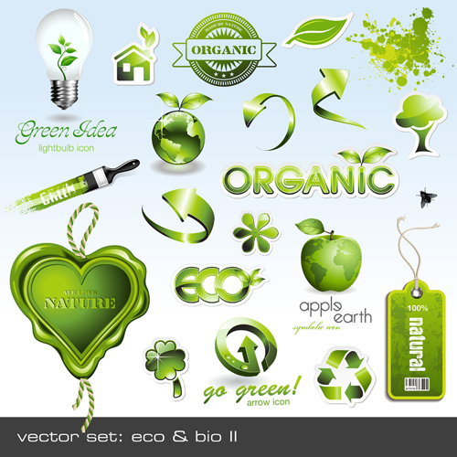 Environmental Protection and Eco elements icons vector 02