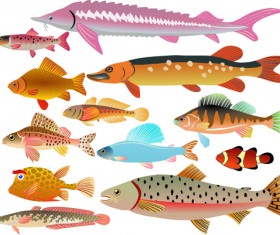 Set of Various Fish vector 03