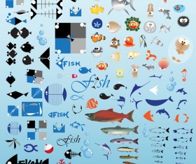 Set of Various Fish vector 04