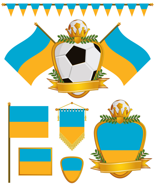 football flag elements vector set 04