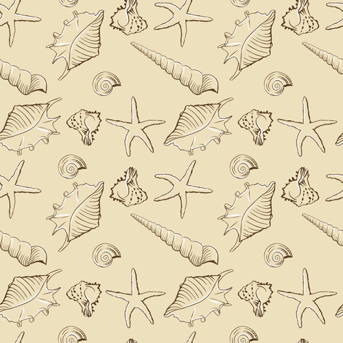 Set of Marine Small animals seamless pattern vector 02